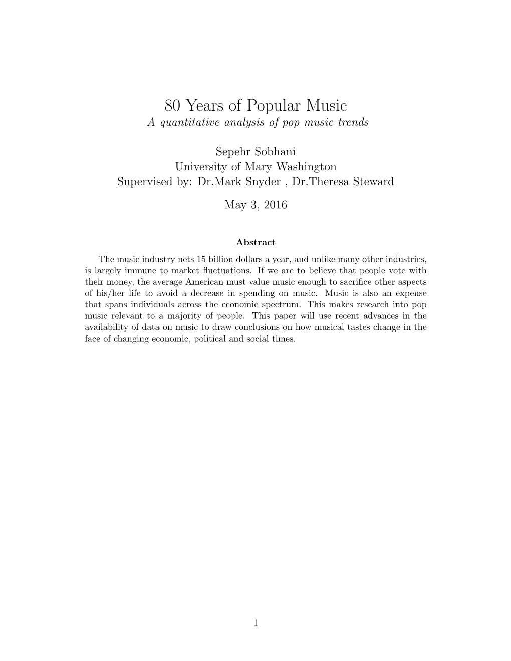 80 Years of Popular Music a Quantitative Analysis of Pop Music Trends