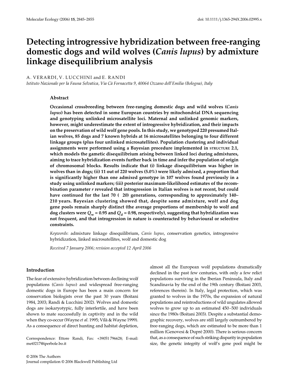 Detecting Introgressive Hybridization Between Free-Ranging