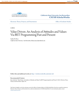 An Analysis of Attitudes and Values Via BET Programming Past and Present Sasha M