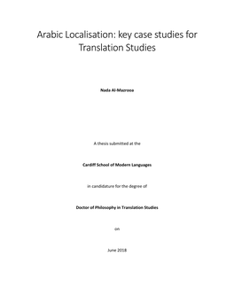 Arabic Localisation: Key Case Studies for Translation Studies