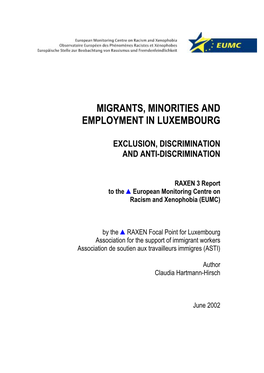 Migrants, Minorities and Employment in Luxembourg