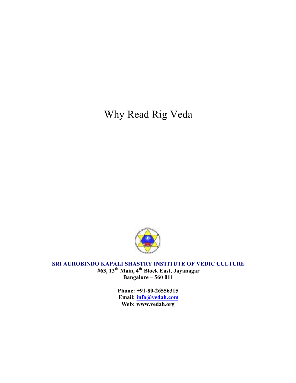 Why Read Rig Veda