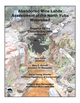 Abandoned Mine Lands Assessment of the North Yuba Watershed