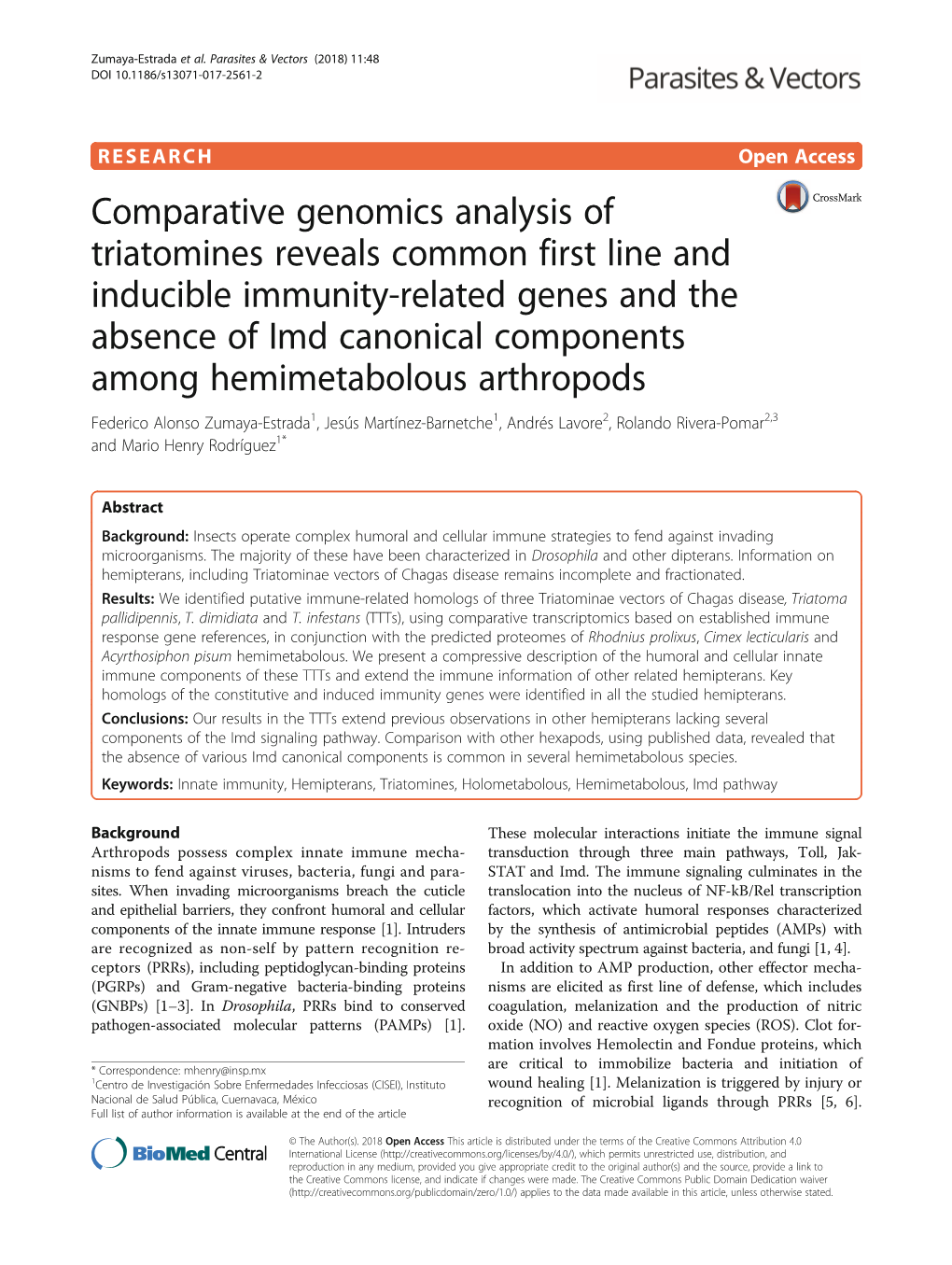 Comparative Genomics Analysis of Triatomines Reveals Common First