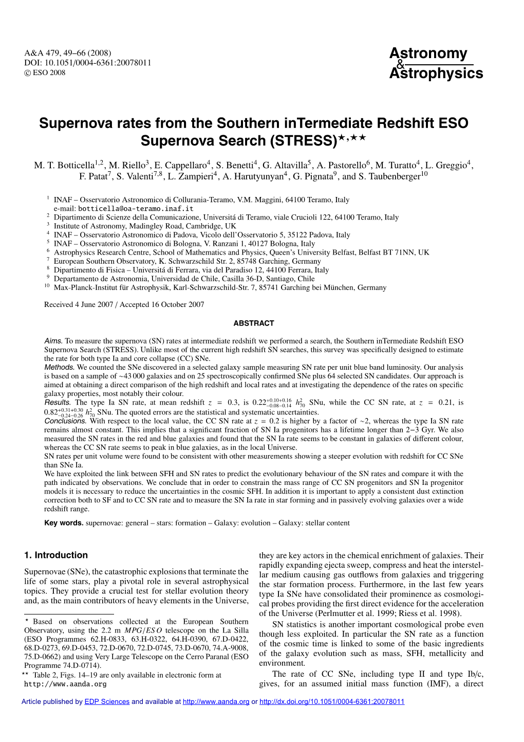 Supernova Rates from the Southern Intermediate Redshift ESO Supernova Search (STRESS)�,