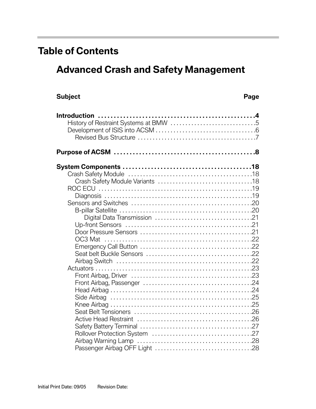 Table of Contents Advanced Crash and Safety Management