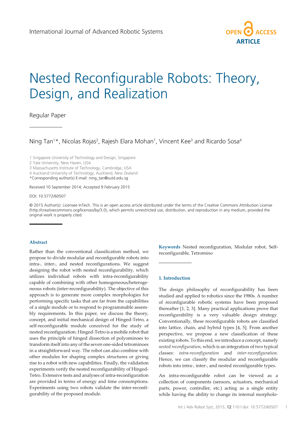 Nested Reconfigurable Robots: Theory, Design, and Realization