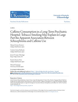 Caffeine Consumption in a Long-Term Psychiatric Hospital: Tobacco Smoking May Explain in Large Part the Apparent Association Between Schizophrenia and Caffeine Use