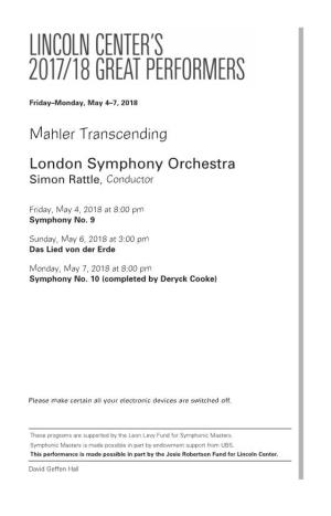 Mahler Transcending London Symphony Orchestra Simon Rattle , Conductor
