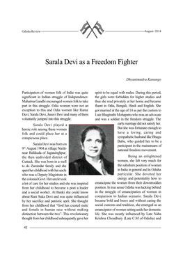 Sarala Devi As a Freedom Fighter