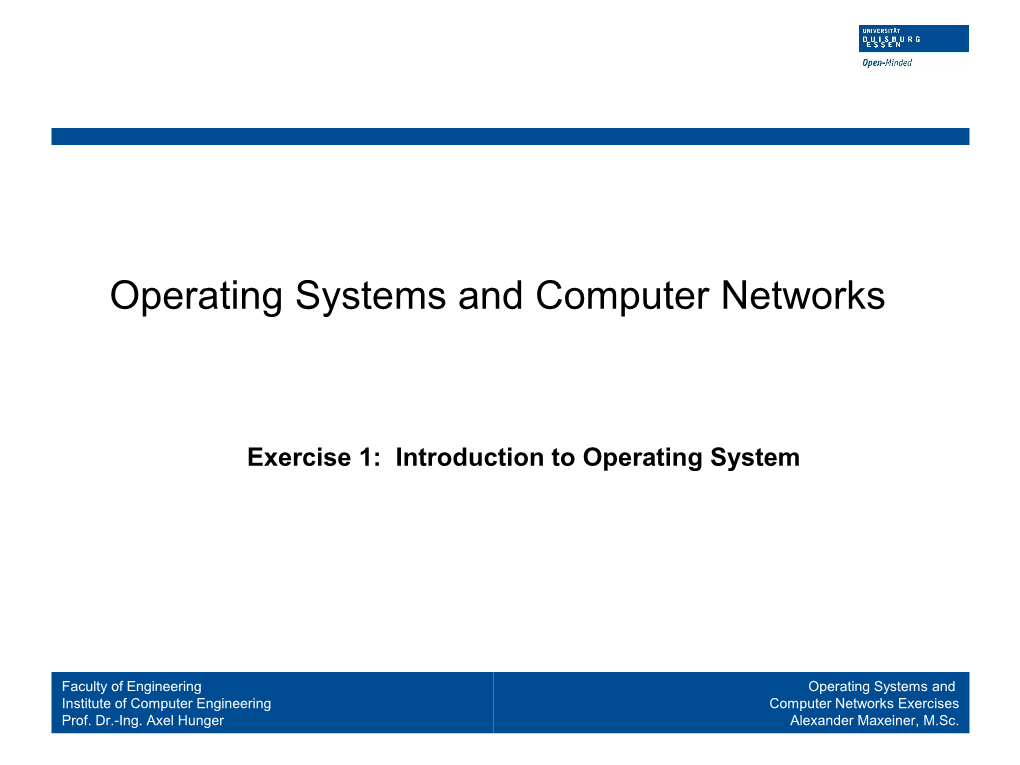 Operating Systems and Computer Networks