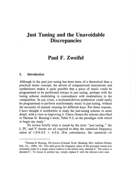 Just Tuning and the Unavoidable Discrepancies Paul F. Zweifel