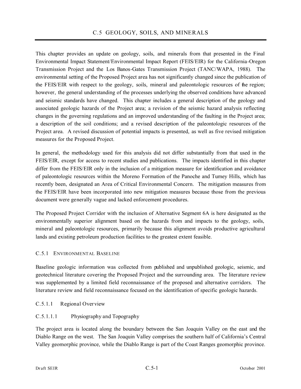 Draft SEIR Section C.5 Geology, Soils, and Minerals