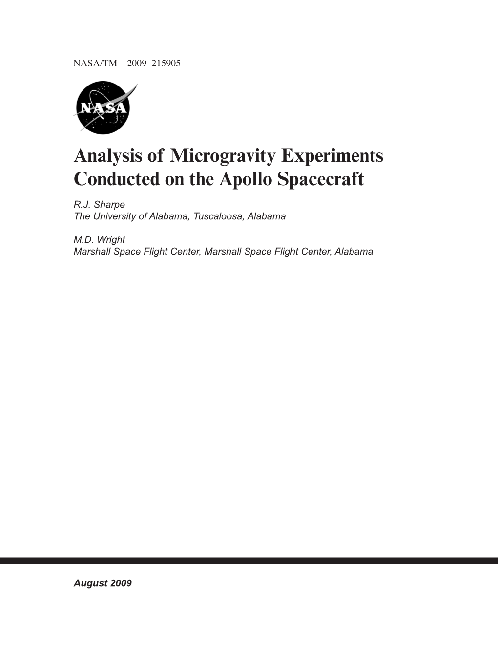 Analysis of Microgravity Experiments Conducted on the Apollo Spacecraft