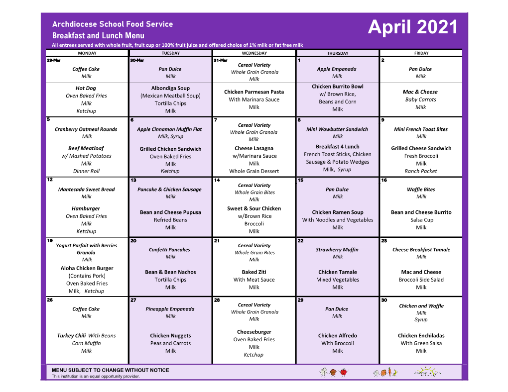 ASFS Menus ARCH APR 2021.Xlsx