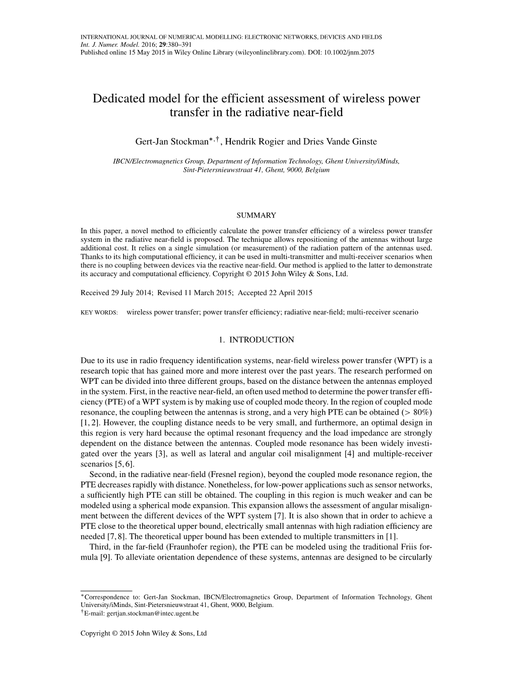 Dedicated Model for the Efficient Assessment of Wireless Power Transfer in the Radiative Near-Field