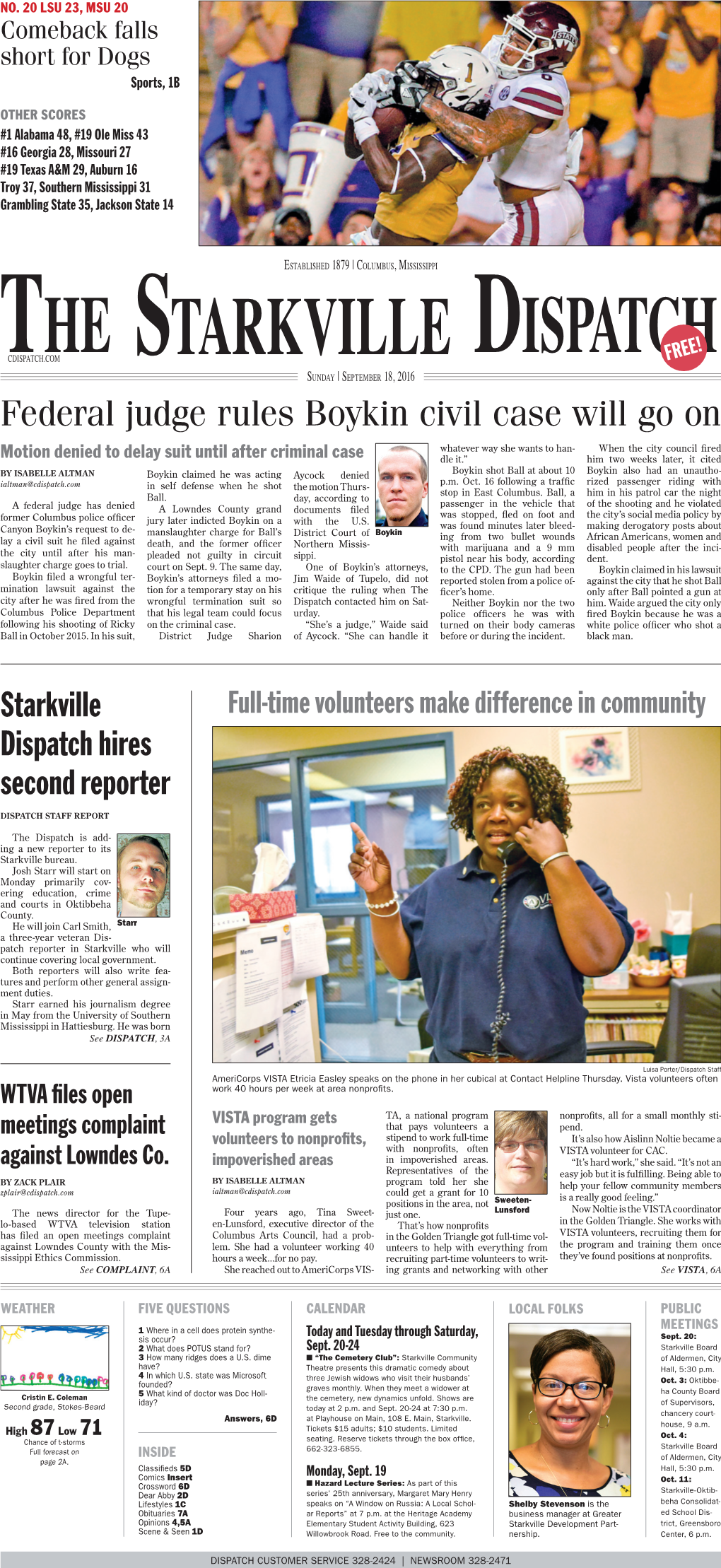 Starkville Full-Time Volunteers Make Difference in Community Dispatch Hires Second Reporter