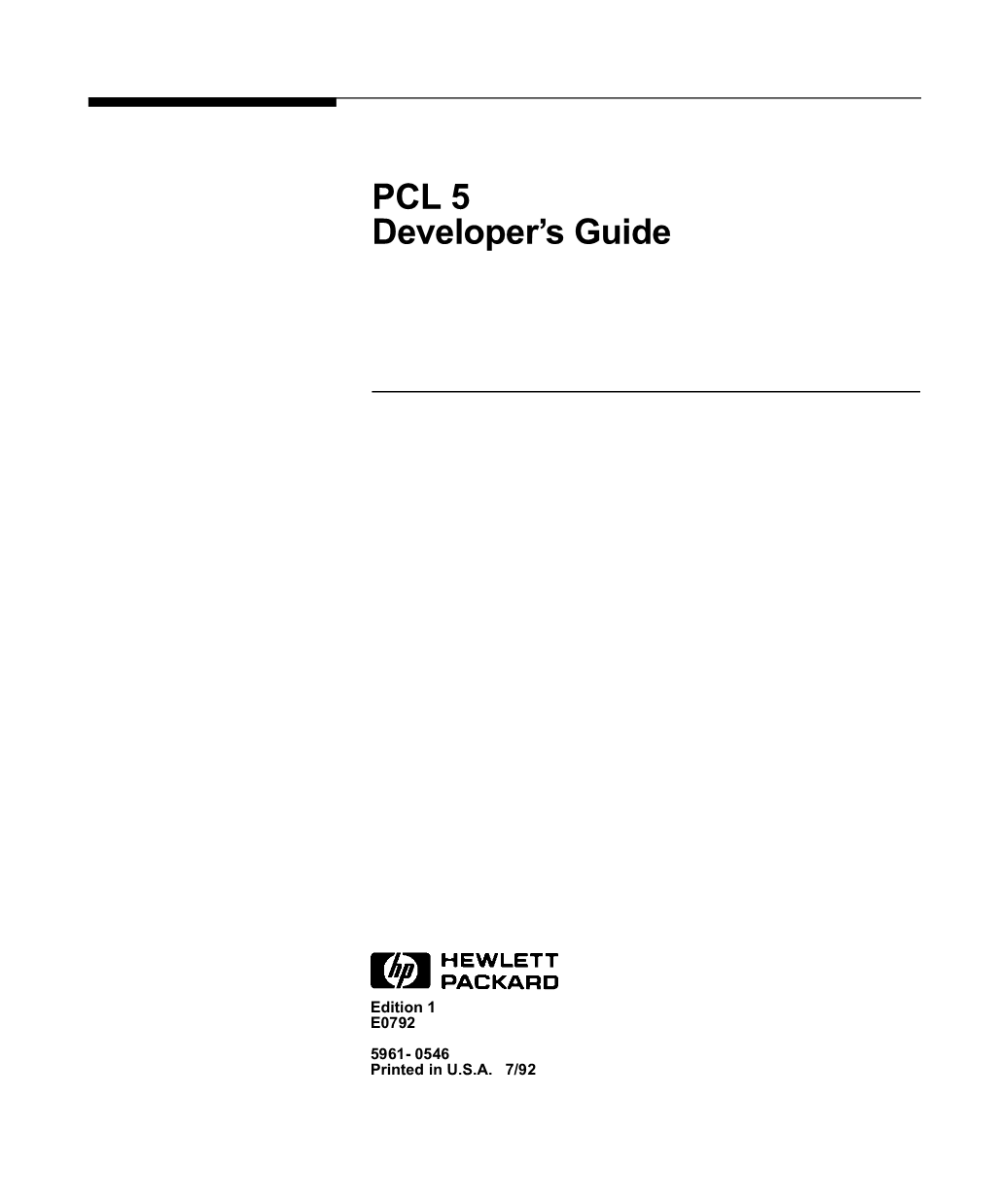 PCL 5 Developer's Guide