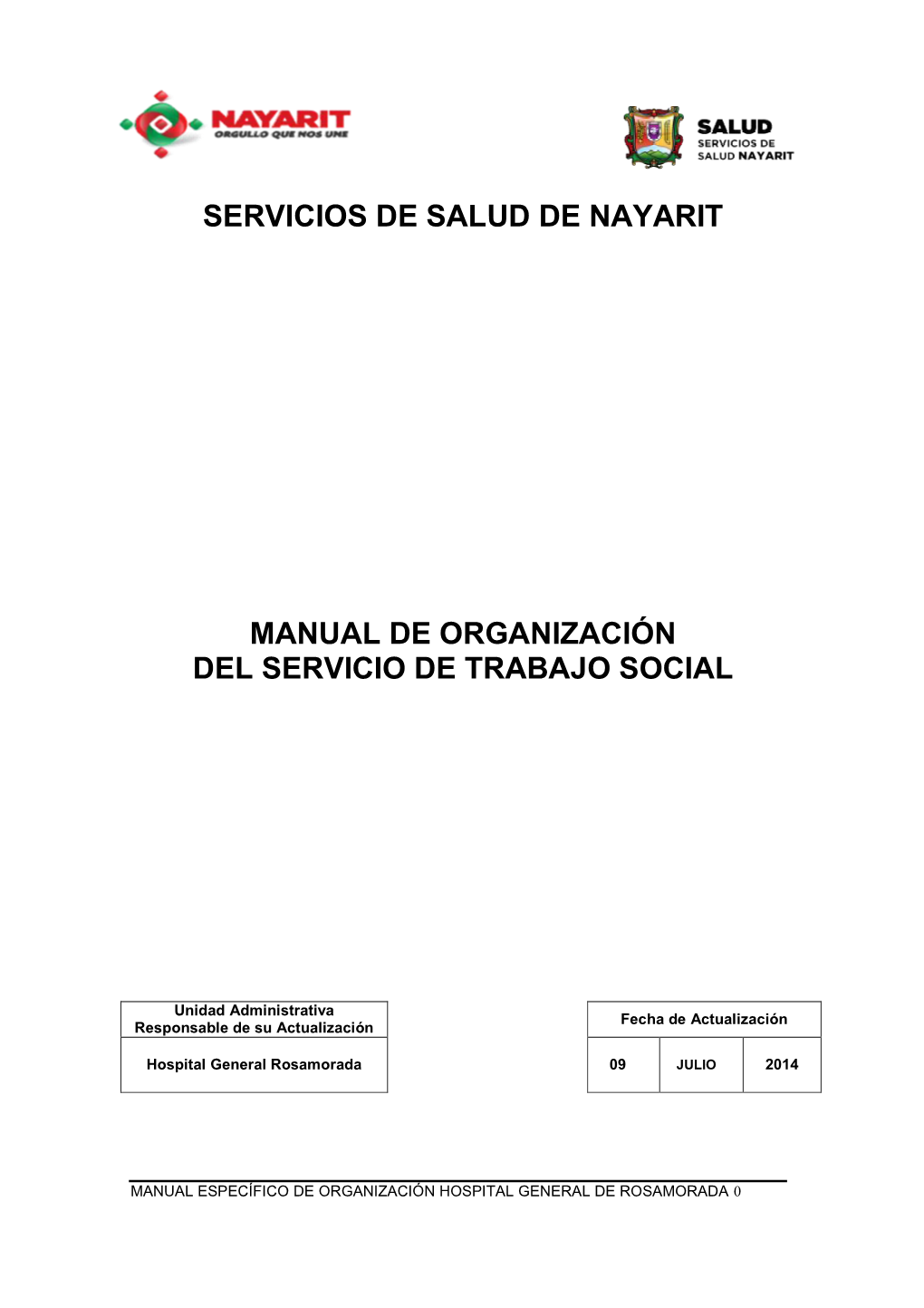 Manual De Organización Del Servicio De Trabajo Social