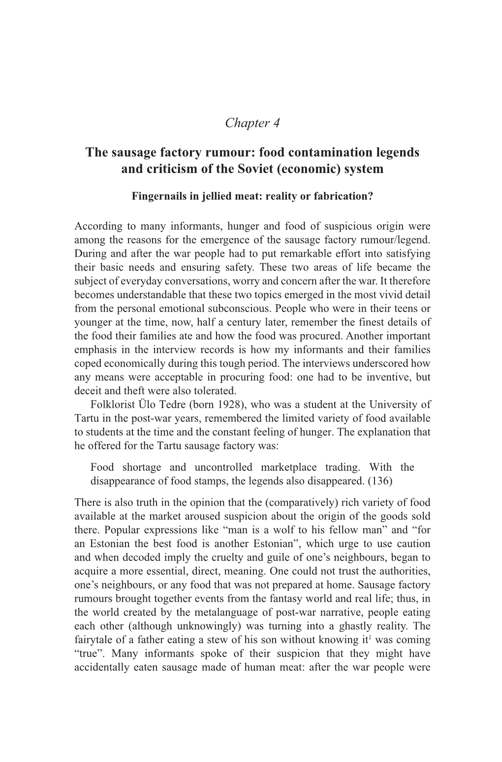 Chapter 4 the Sausage Factory Rumour: Food Contamination Legends And