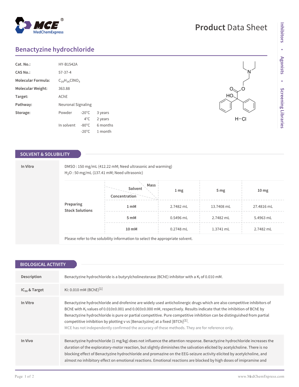 Benactyzine Hydrochloride | Medchemexpress