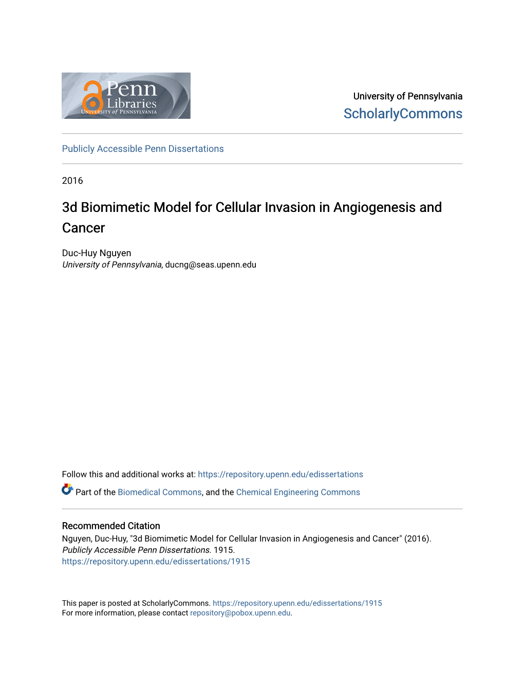 3D Biomimetic Model for Cellular Invasion in Angiogenesis and Cancer