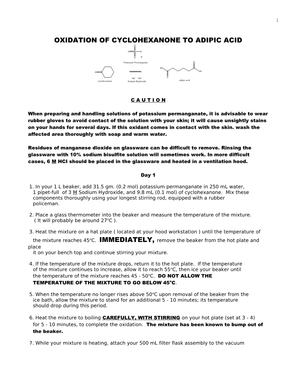 Oxidation of Cyclohexanone to Adipic Acid