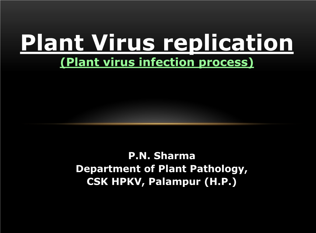 Plant Virus Replication (Plant Virus Infection Process)