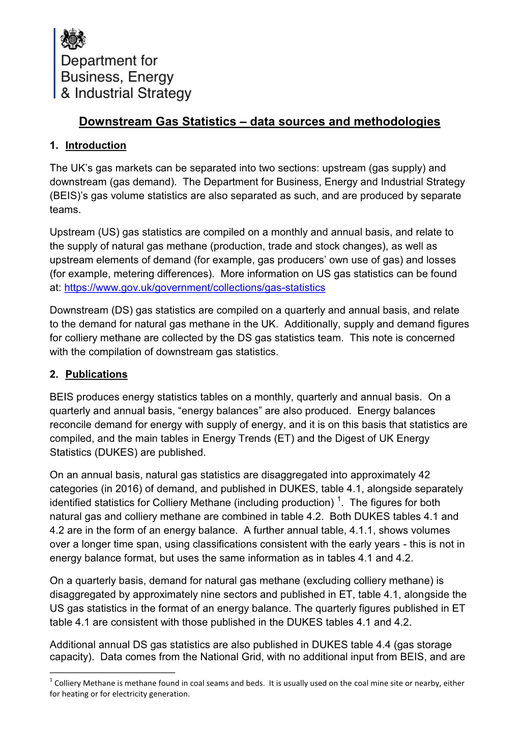 Downstream Gas Statistics – Data Sources and Methodologies