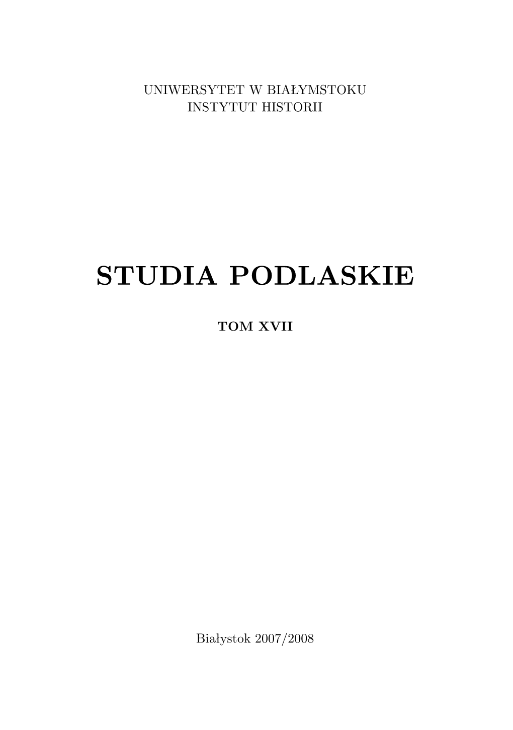 Studia Podlaskie