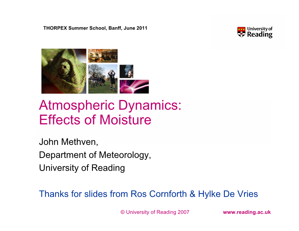 Atmospheric Dynamics: Effects of Moisture