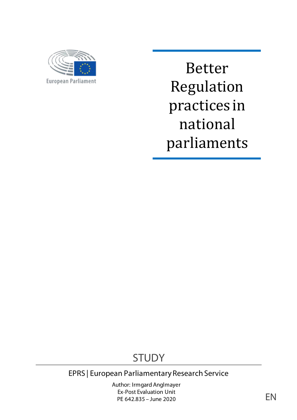 Better Regulation Practices in National Parliaments