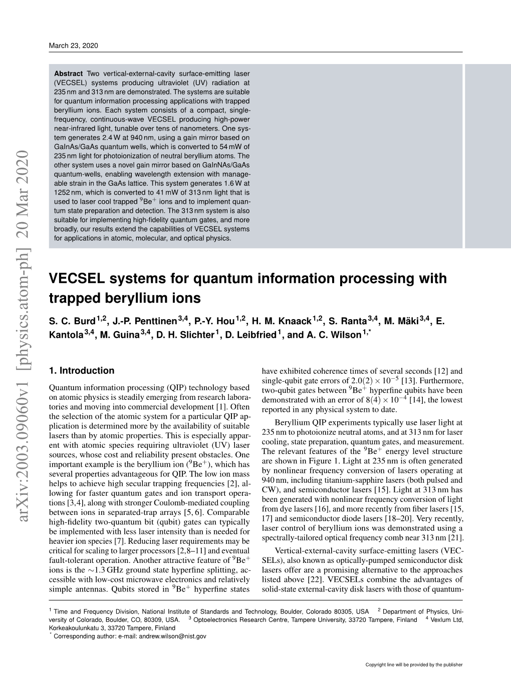 VECSEL Systems for Quantum Information Processing with Trapped Beryllium Ions