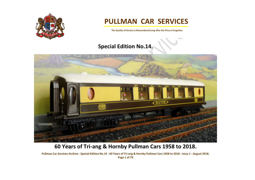 Special Edition No.14. 60 Years of Tri-Ang & Hornby Pullman Cars