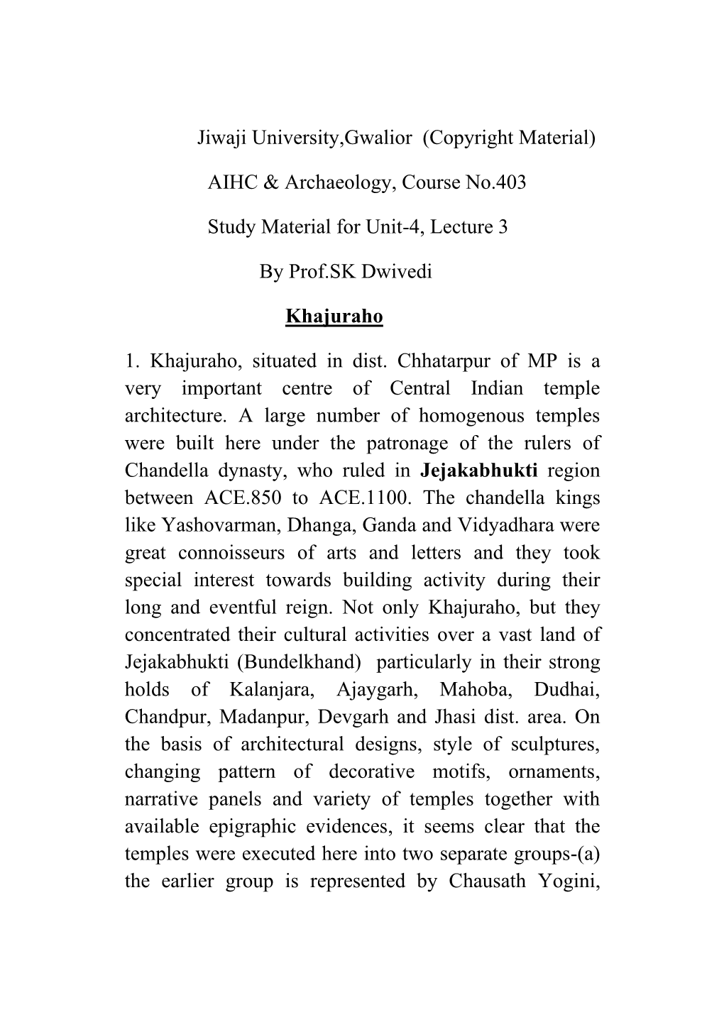 Study Material for Unit-4, Lecture 3