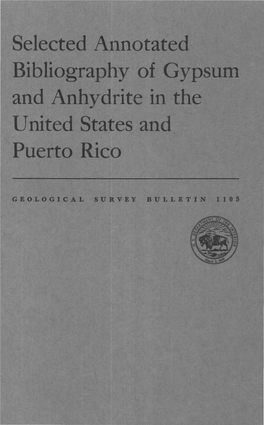 Selected Annotated Bibliography of Gypsum and Anhydrite in the United States and Puerto Rico