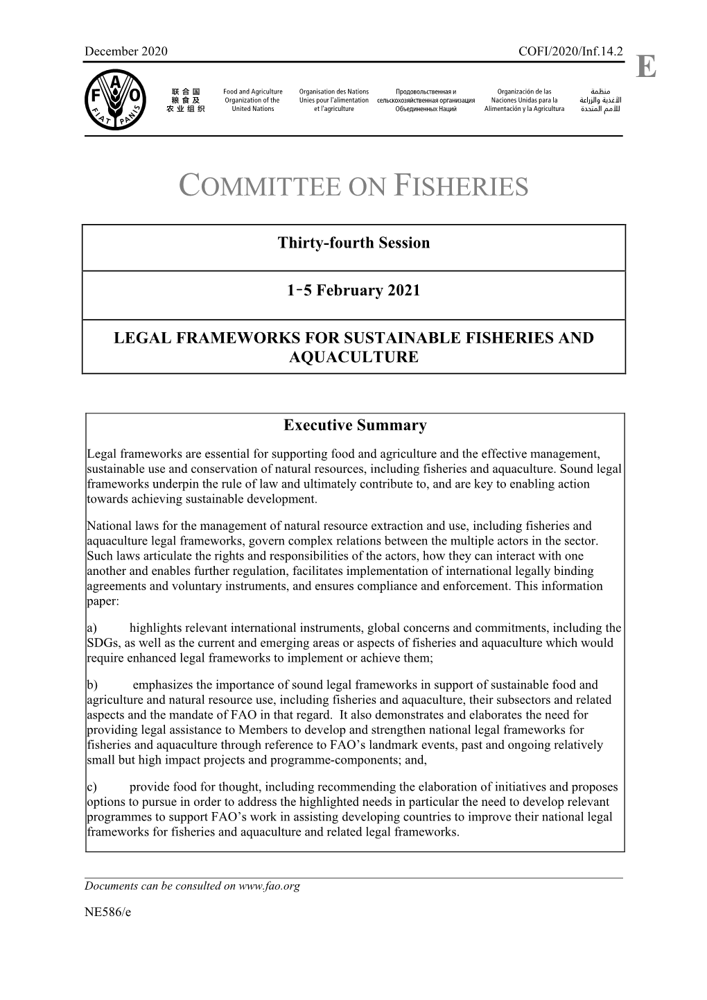 Legal Frameworks for Sustainable Fisheries and Aquaculture