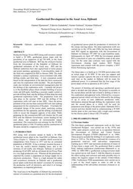 Geothermal Development in the Assal Area, Djibouti