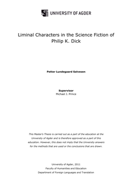 Liminal Characters in the Science Fiction of Philip K. Dick