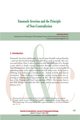 Emanuele Severino and the Principle of Non-Contradiction