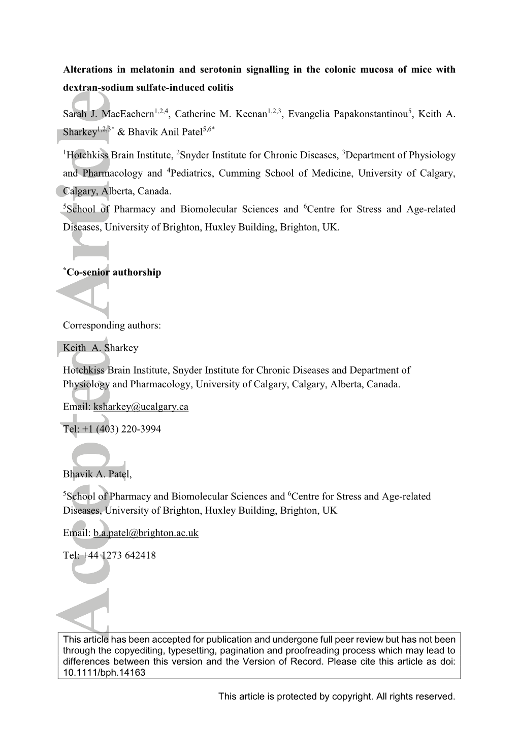 Alterations in Melatonin and Serotonin Signalling in the Colonic Mucosa of Mice with Dextran-Sodium Sulfate-Induced Colitis