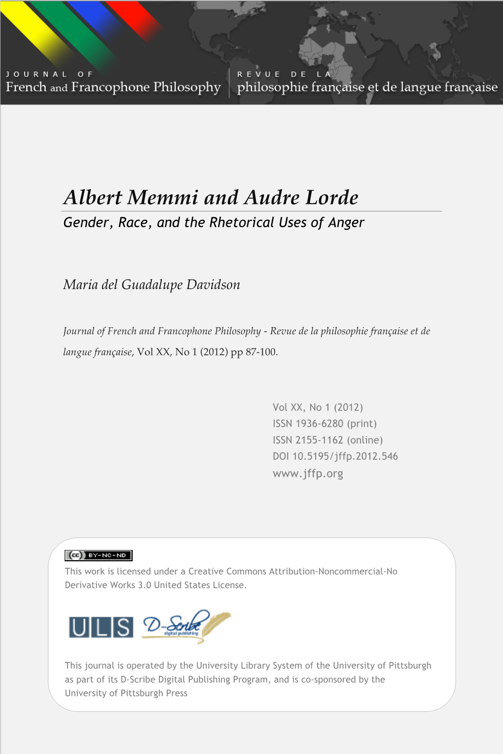 Albert Memmi and Audre Lorde FINAL