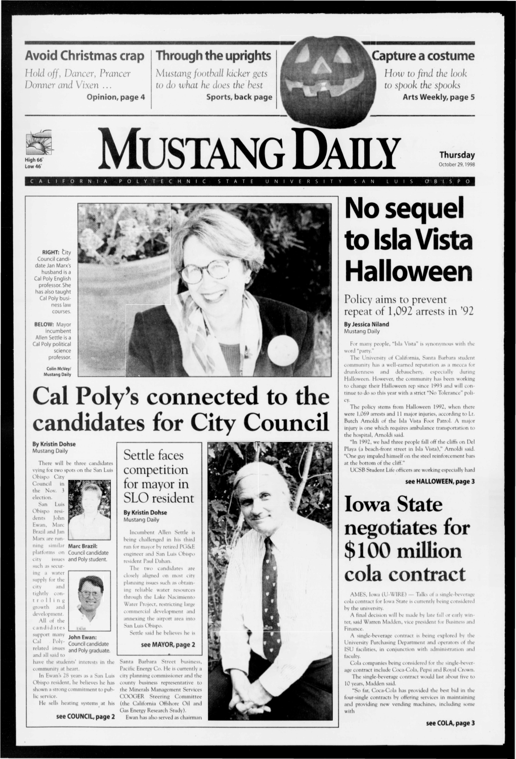 Mustang Daily, October 29, 1998