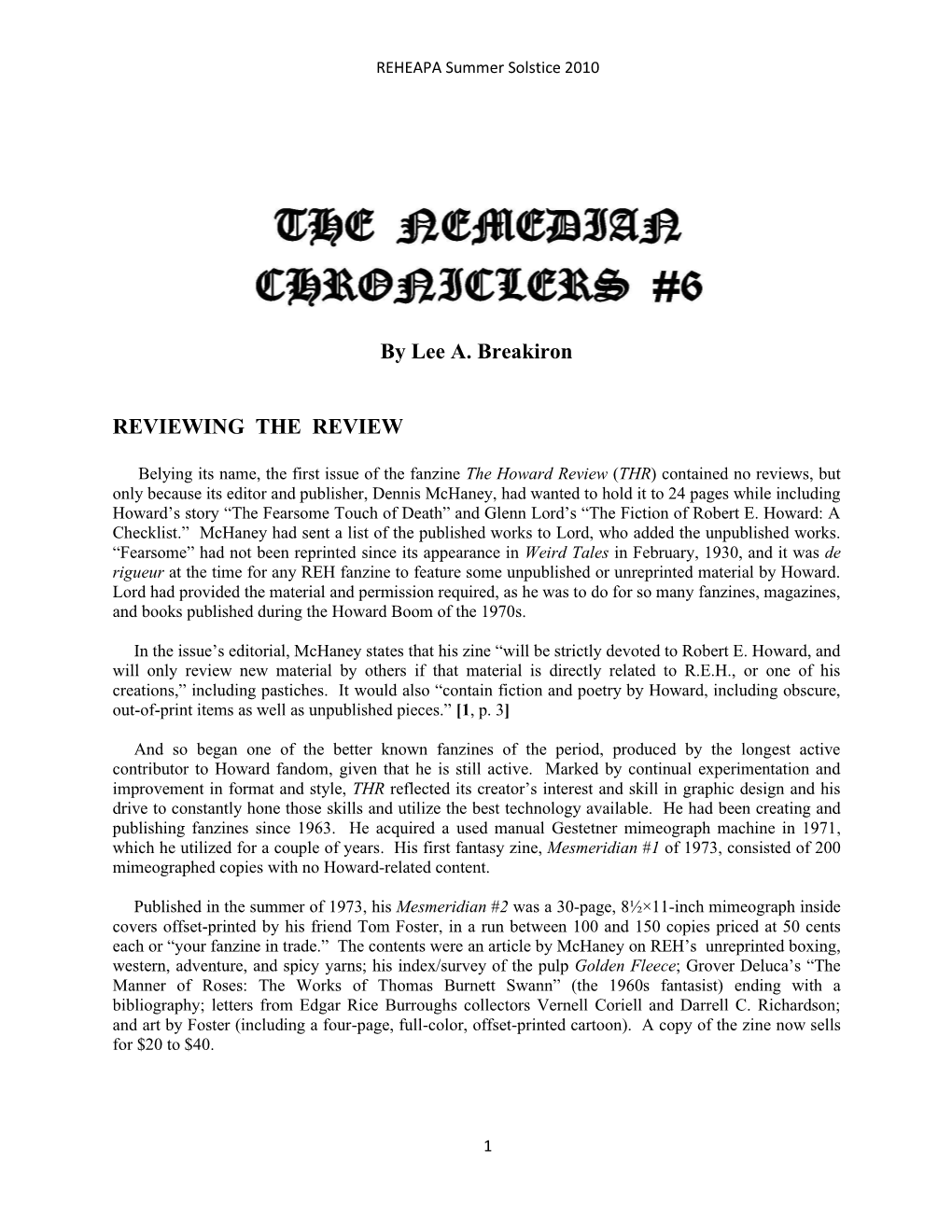 The Nemedian Chroniclers #6