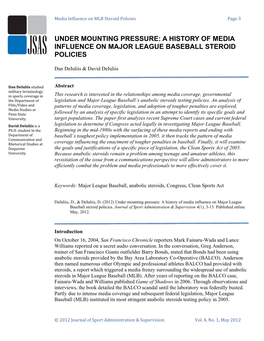 Under Mounting Pressure: a History of Media Influence on Major League Baseball Steroid Policies
