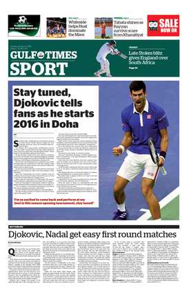 Stay Tuned, Djokovic Tells Fans As He Starts 2016 in Doha