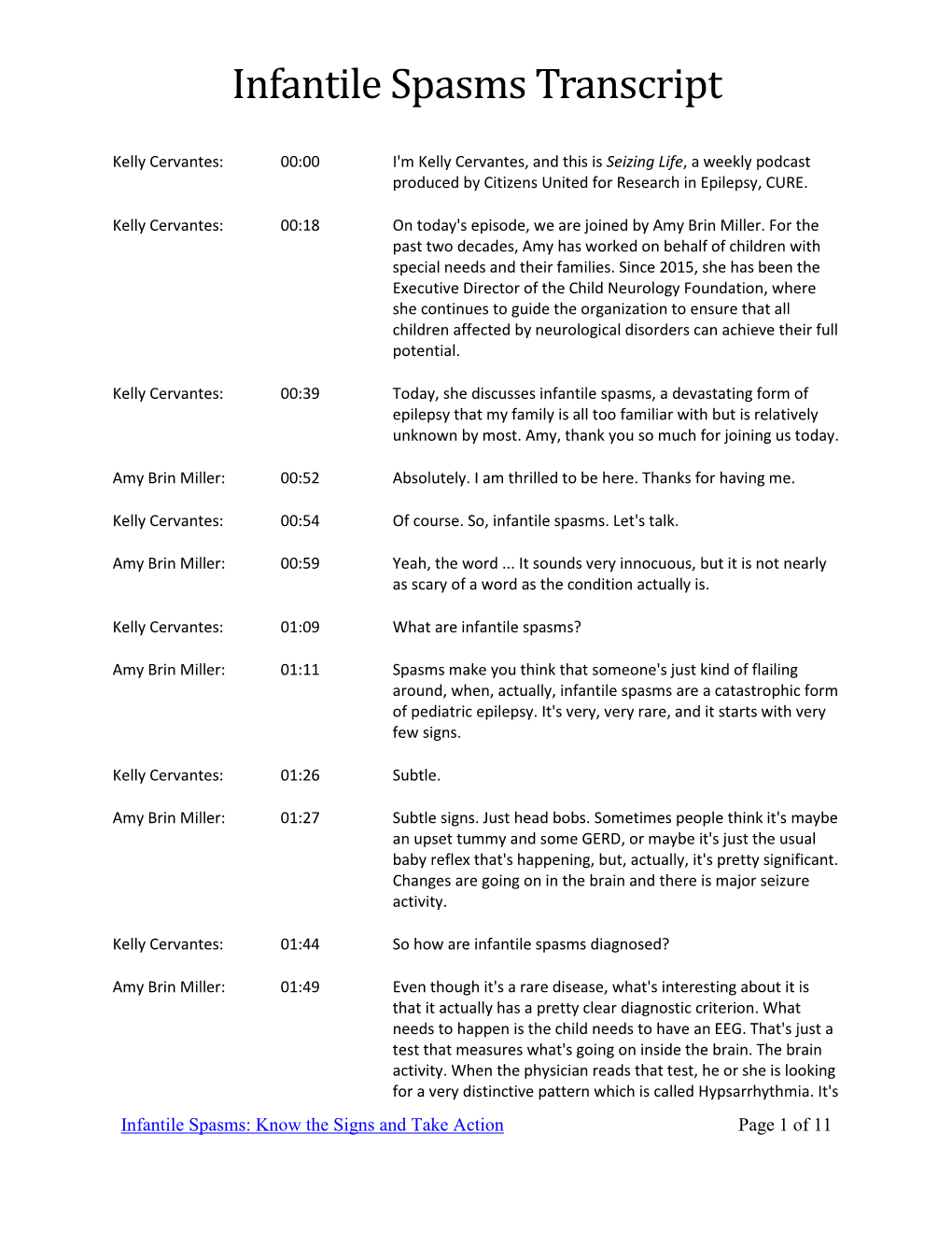 Infantile Spasms Transcript