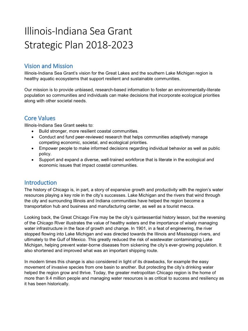 Illinois-Indiana Sea Grant Strategic Plan 2018-2023