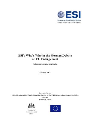 ESI's Who's Who in the German Debate on EU Enlargement