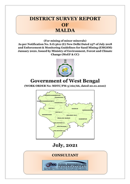 DISTRICT SURVEY REPORT of MALDA Government of West Bengal July, 2021